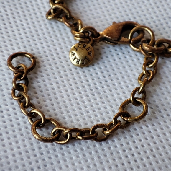 J. Crew Signed Oxidized Brass Art Deco Reproduction Jeweled Necklace - Picture 8 of 12